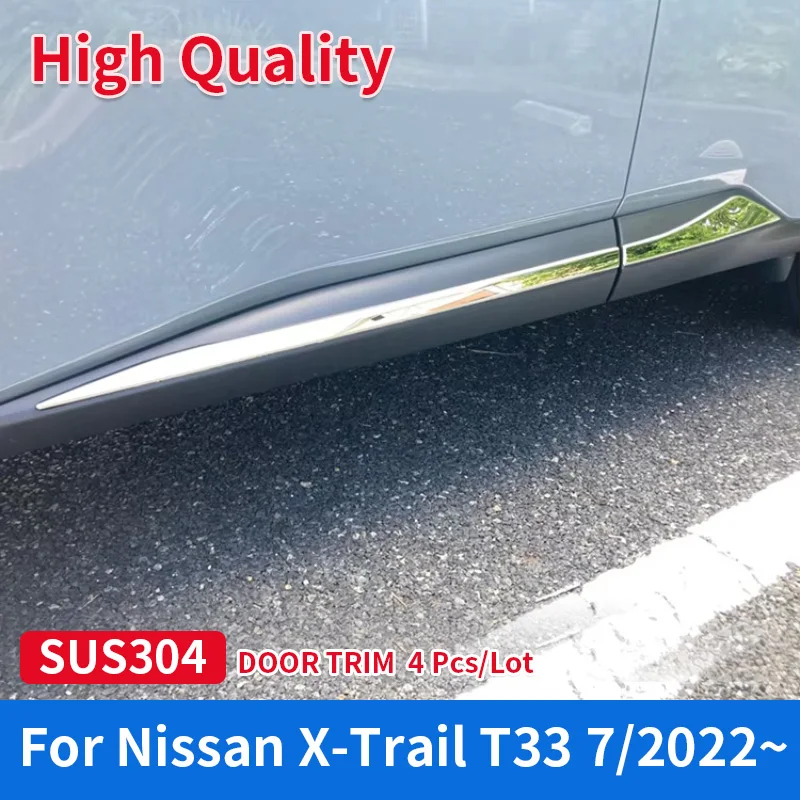 

Хромированная сталь из нержавеющей стали, внешние аксессуары для стайлинга автомобилей, 4 шт., накладка на боковую дверь для Nissan X-TRAIL T33 7/2022 ~
