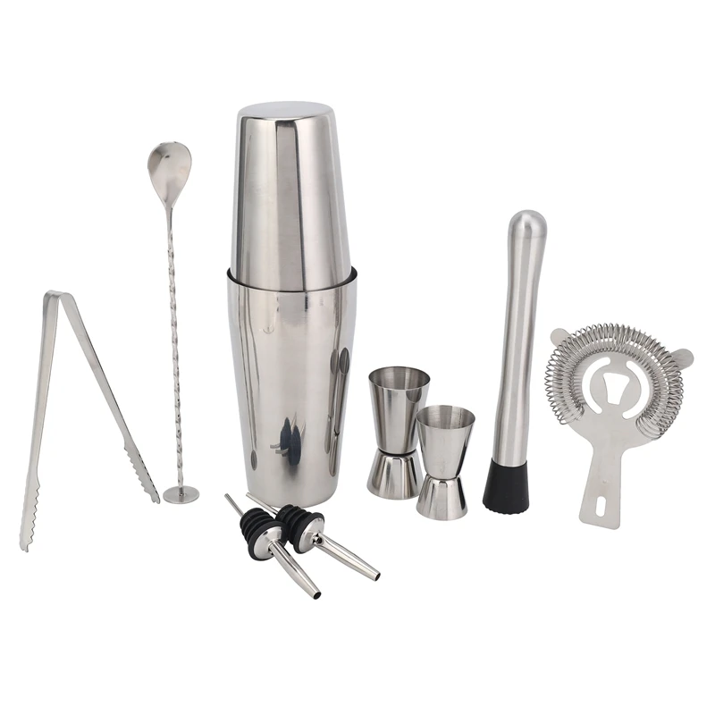 

Boston Shaker Cocktail Shaker Set 9 Piece, Martini Shaker, Bartender Kit With Hawthorne Strainer/Ice Tong