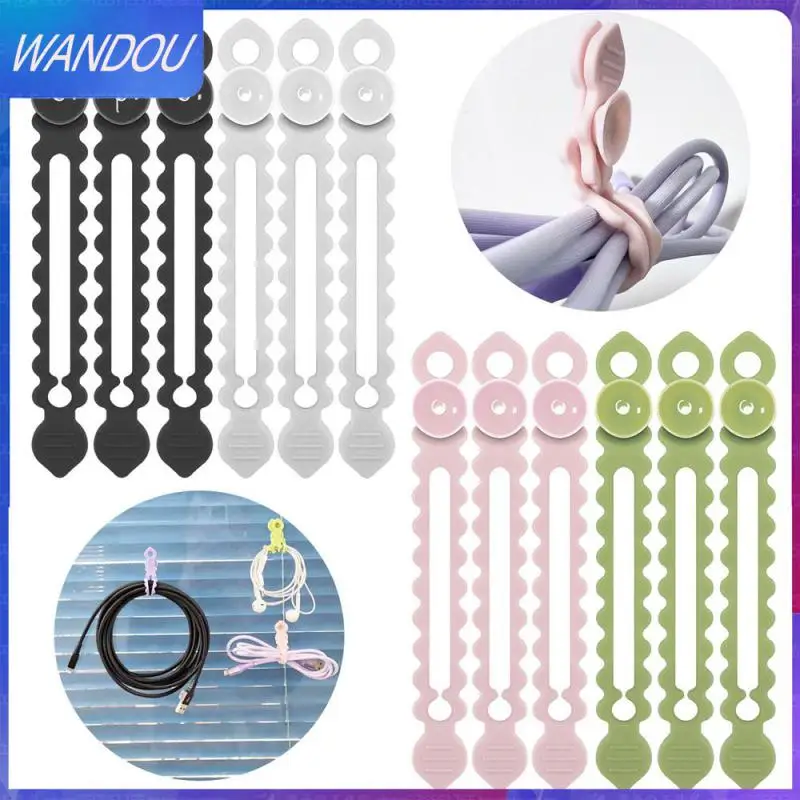 

With Suction Cup Silicone Tie Buckle Design Cable Storage Cable Ties 120*15mm Reusable Silicone Wire Manager Durable Silica Gel