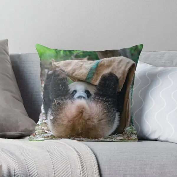 

Peek A Boo With Giant Panda Xiao Qi Ji A Printing Throw Pillow Cover Comfort Home Bedroom Waist Decorative Pillows not include