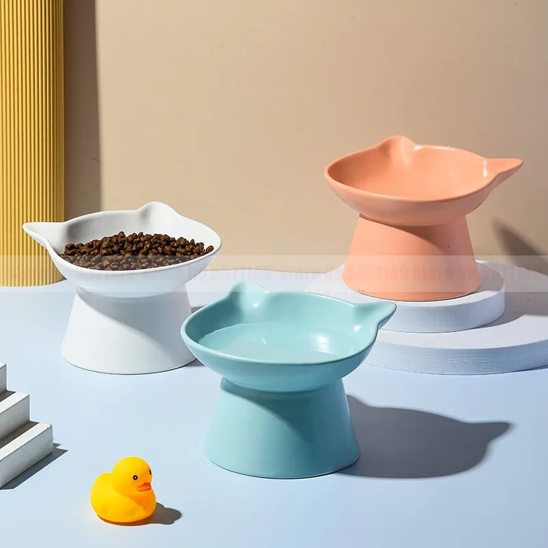 

Cat Feeding Water Bowl Puppy Elevated Ceramic Drinking Eating Bowls Dog Food Feeder Cats Feeding Dish Protect Cervical Spine