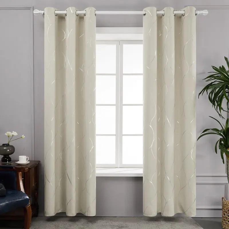 

Printed Thermal Insulated Blackout Curtains Room Darkening Energy Efficient Panel Grommet Top Drapes for Bedroom 42W x 45L inch