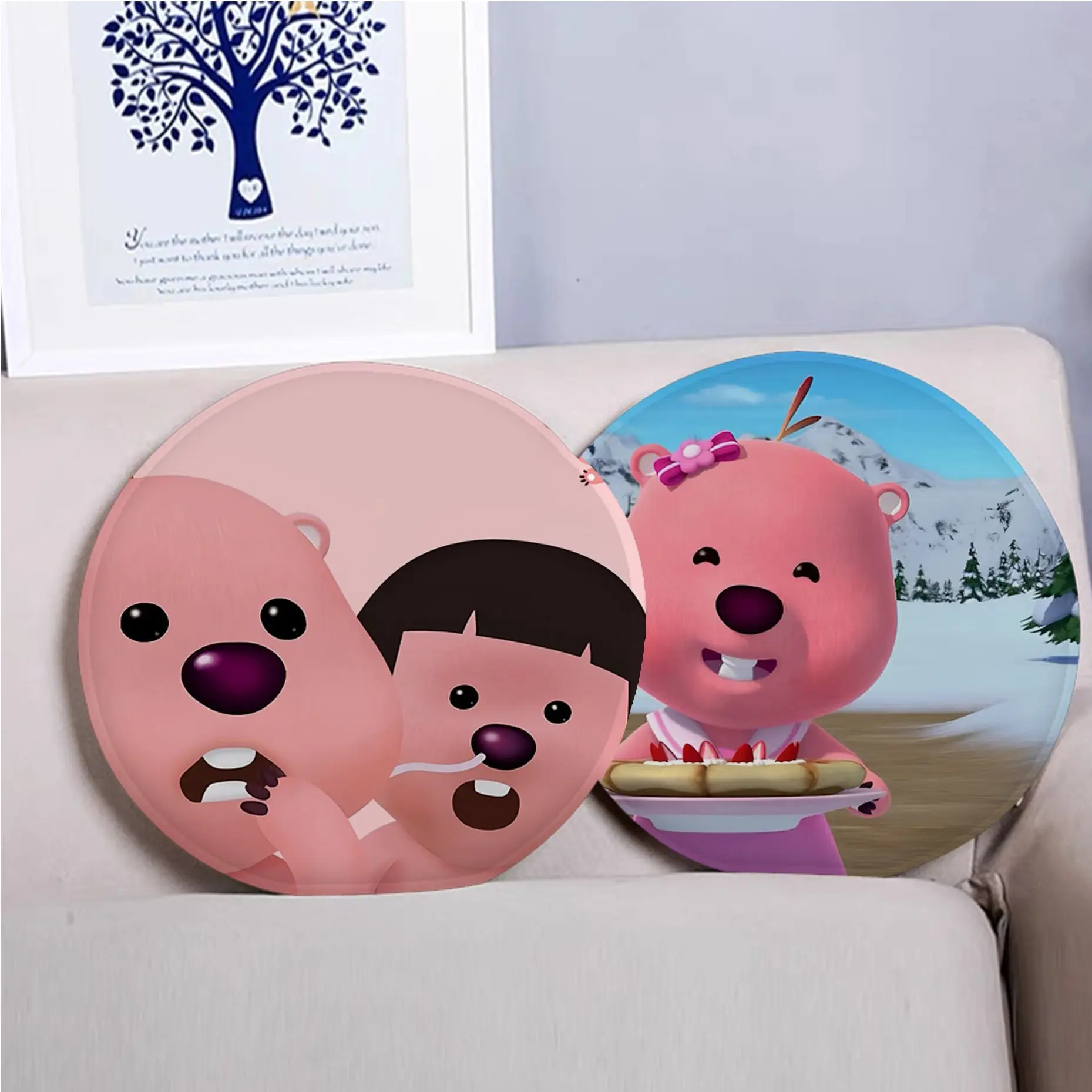 

MINISO Korea Cartoon P-Pororo Loopy Nordic Printing Fabric Cushion Non-slip Living Room Sofa Decor Students Stool Office