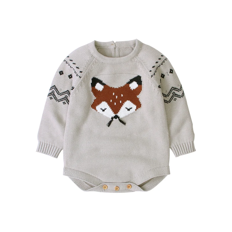 

Baby Boys Romper Summer Infant Unisex Long-sleeved Cartoon Fox Infant Baby Clothing One Piece Summer Unisex Bodysuits One-Pieces