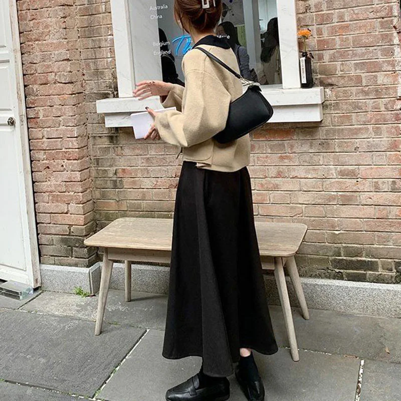 Женская вельветовая юбка трапециевидной формы с высокой талией