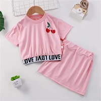 2022 summer new hip hop style outfits girls clothes sets short sleeve t shirtsshorts 2 pcs casual sports suit girls sets 1 7y