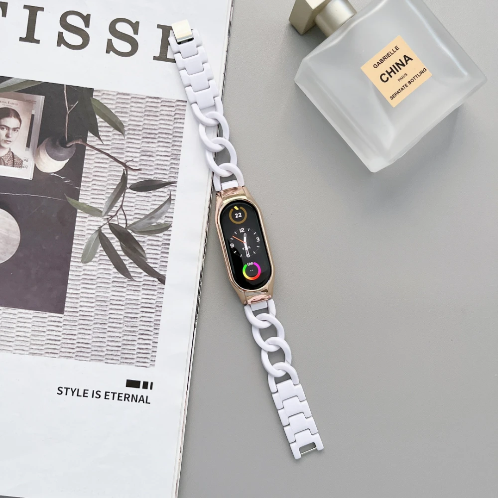 Resin Strap For Xiaomi Mi Band 7 6 5 4 3 Single Row Denim Bracelet Correa For Mi Band 6 5 4 3 Replacement Wristband Accessories