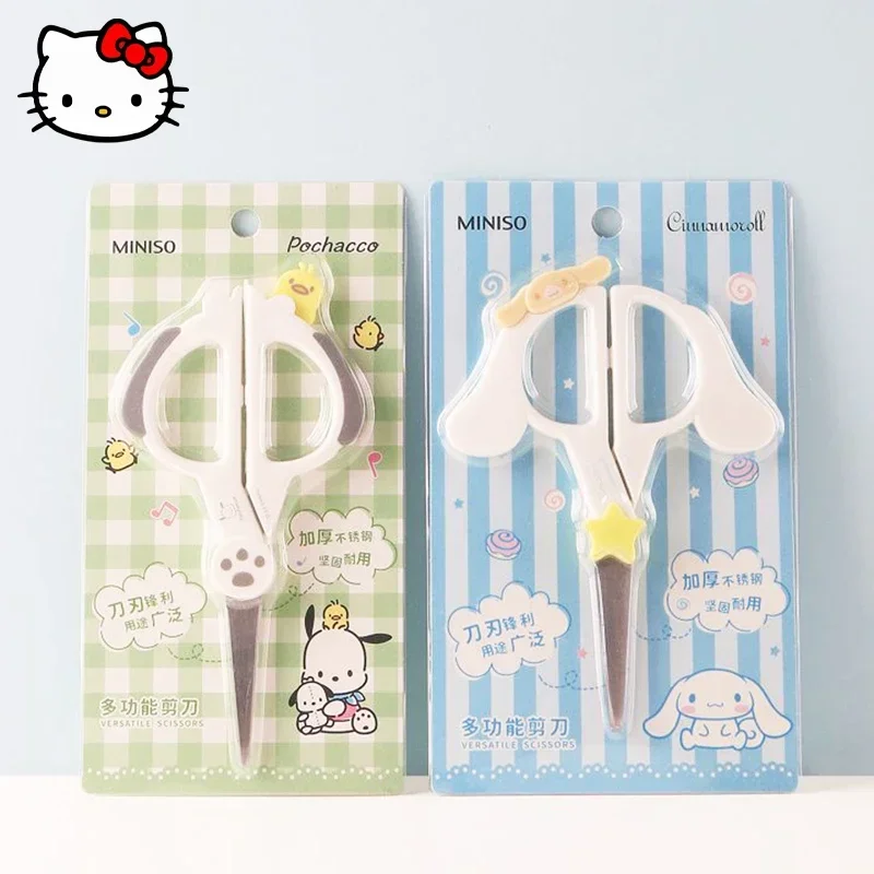 Фото Sanrio Cinnamoroll почтовые ножницы кавайная анимация Студенческая бумага резка Канцтовары для девочек канцелярские принадлежности канцелярский нож подарок №1