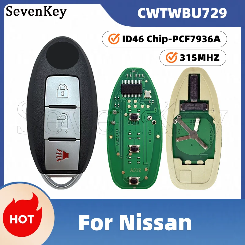 Фото Бесключевой доступ Seven CWTWBU729 с чипом ID46 315 МГц для Nissan Rogue, X-Trail, Altima, Tiida, Teana, Maxima, Pathfinder, Armada, Versa, Juke №1