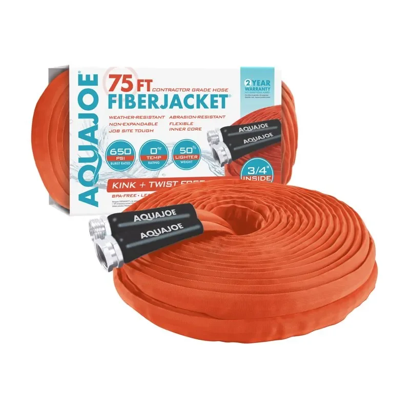 

Kink-Free Contractor Grade 75-Foot Fiberjacket Hose, 3/4-inch, 650 Burst Psi for Garden Farm Irrigation Car Wash