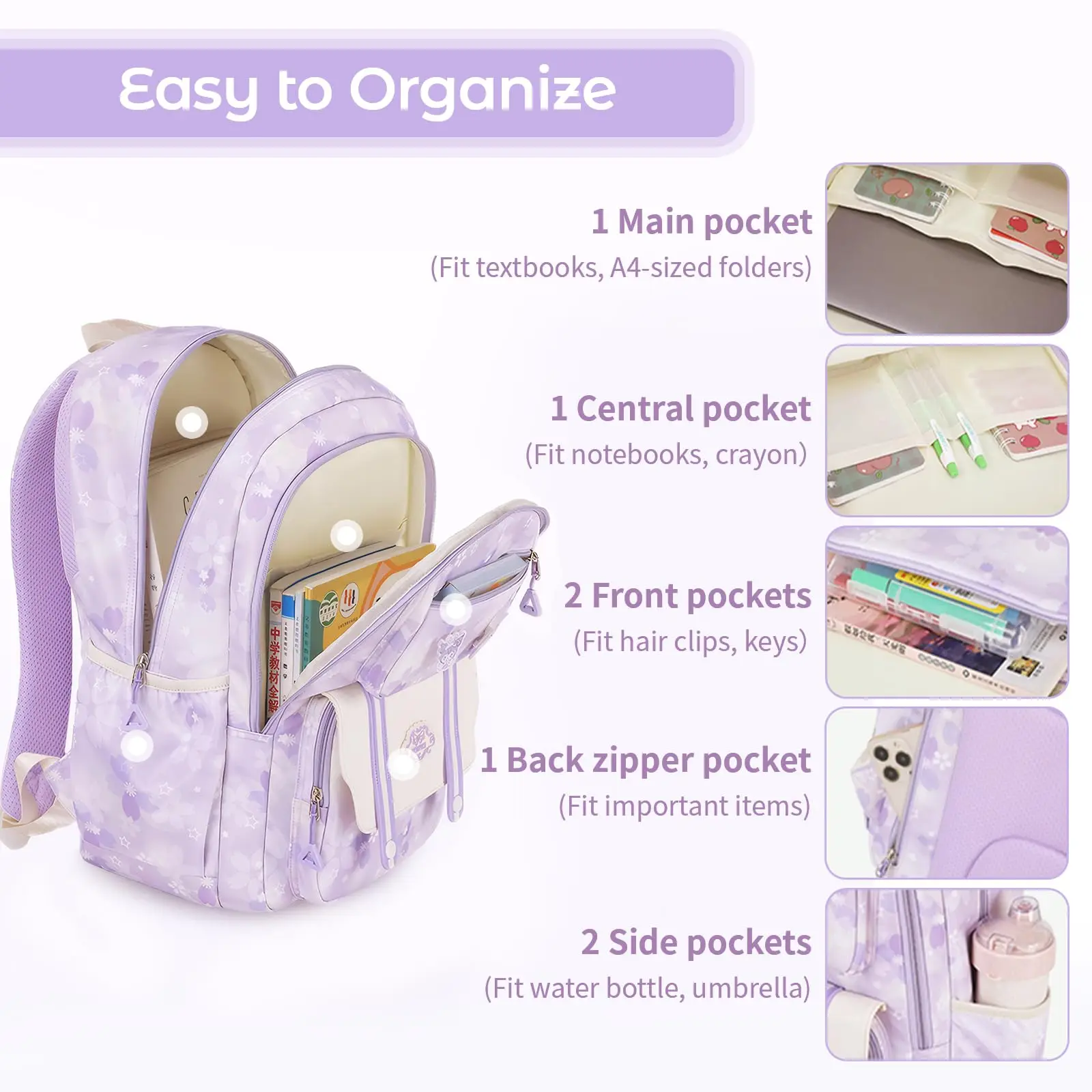 Школьная сумка 20-литровый рюкзак для девочек школьная Kawaii с подвеской