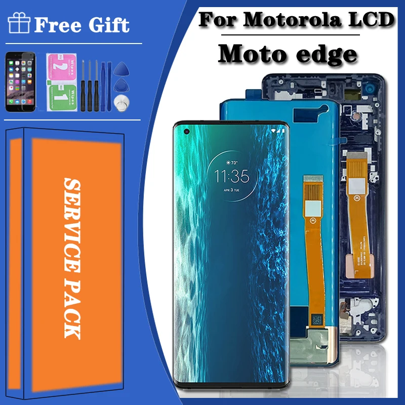 

100% оригинальный для Motorola Moto edge plus, ЖК-дисплей, цифровой преобразователь сенсорного экрана для Moto, дисплей для moto Edge, панель для Moto Edge +