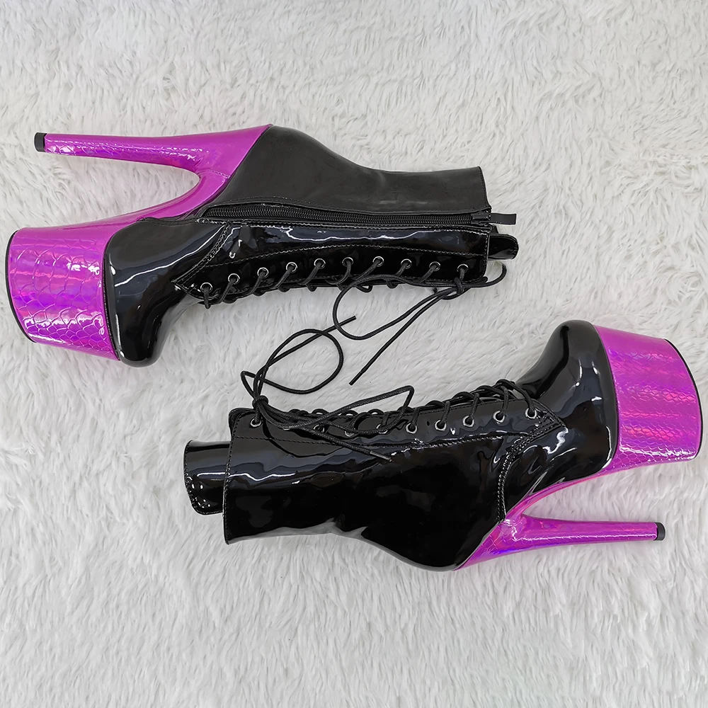 Leecabe  17CM/7inches two color PU  material High Heel platform Pole Dance boot