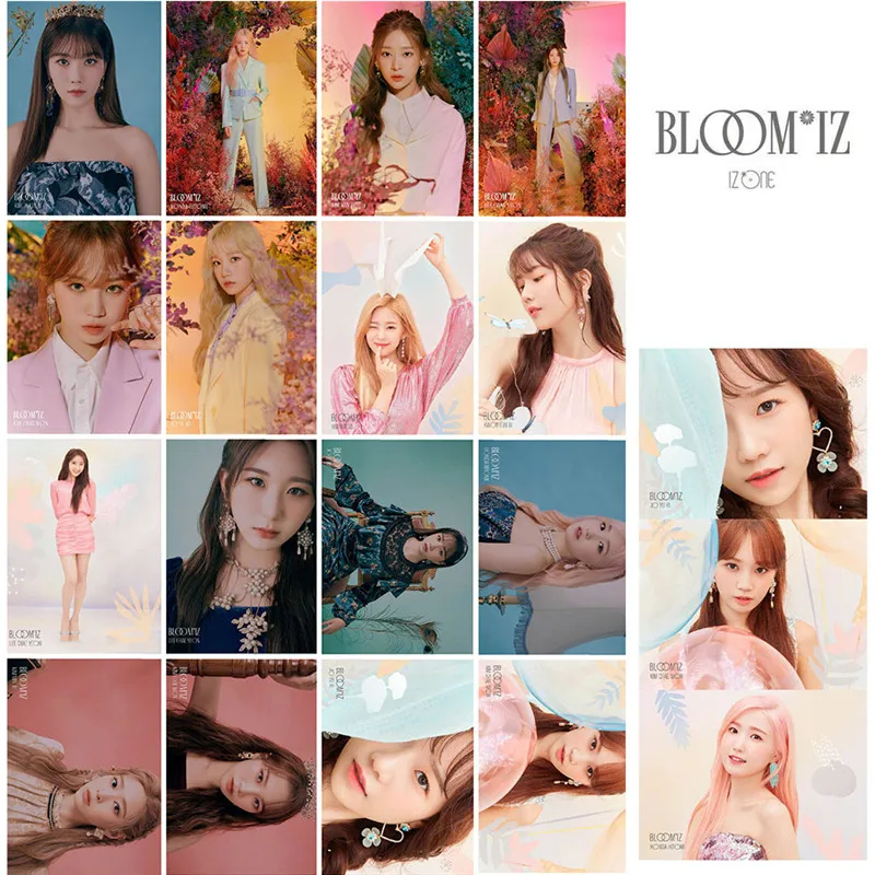 

16 шт./компл. Kpop IZONE LOMO Card Photocard Girls Team новый альбом BLOOM IZ Photo Card Jang Won Young Kwon Eun Fei PVC Cards