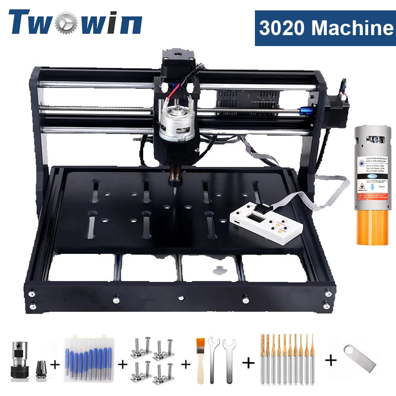 TWOWIN 3020 CNC Machine Woodworking Milling Cutter Engraving Machine DIY GRBL Laser Engraver Router For Acrylic PCB PVC Metal