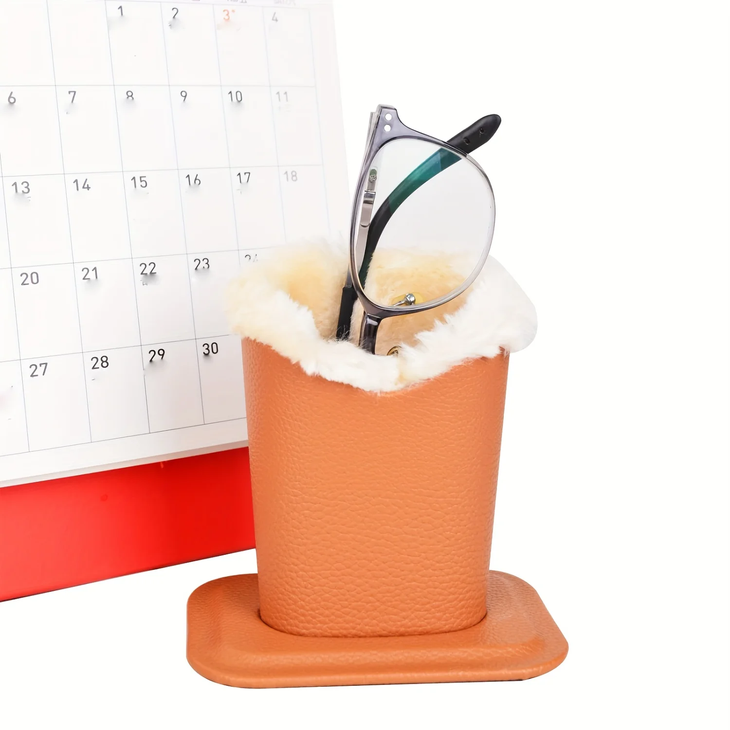 Стильный держатель для очков с тиснением личи — мягкая плюшевая подкладка