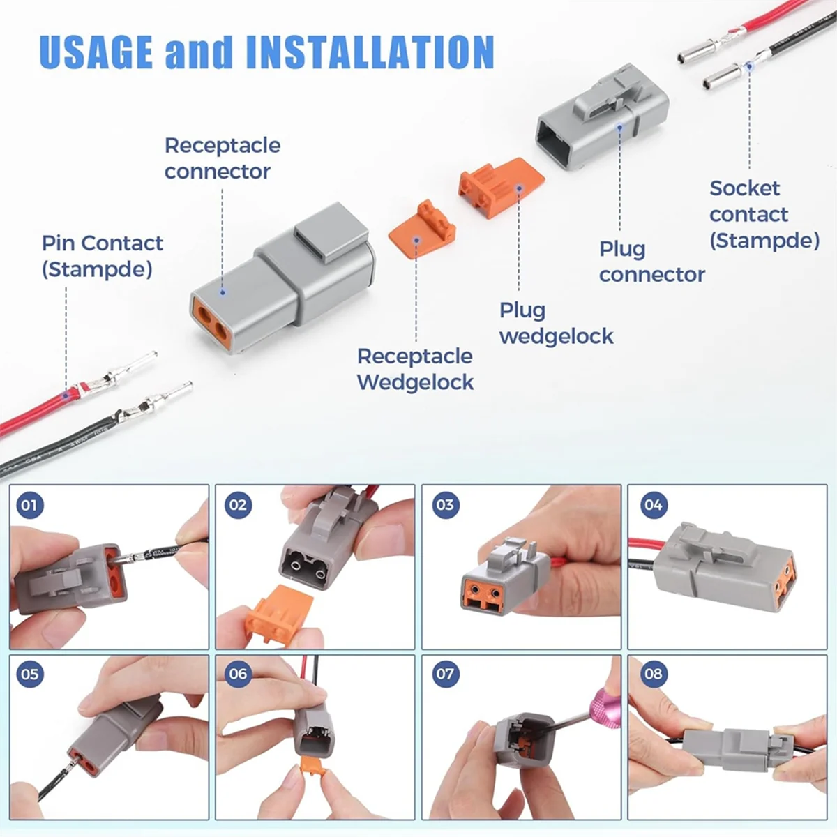 Комплект разъемов Deutsch DTP 4-контактные автомобильные водонепроницаемые разъемы 6