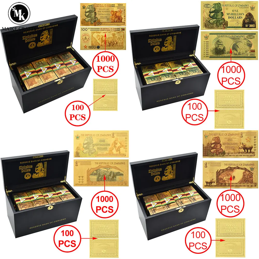 1000 шт./корт. Фотообои Зимбабве золотые банкноты сто долларов Yottallion набор