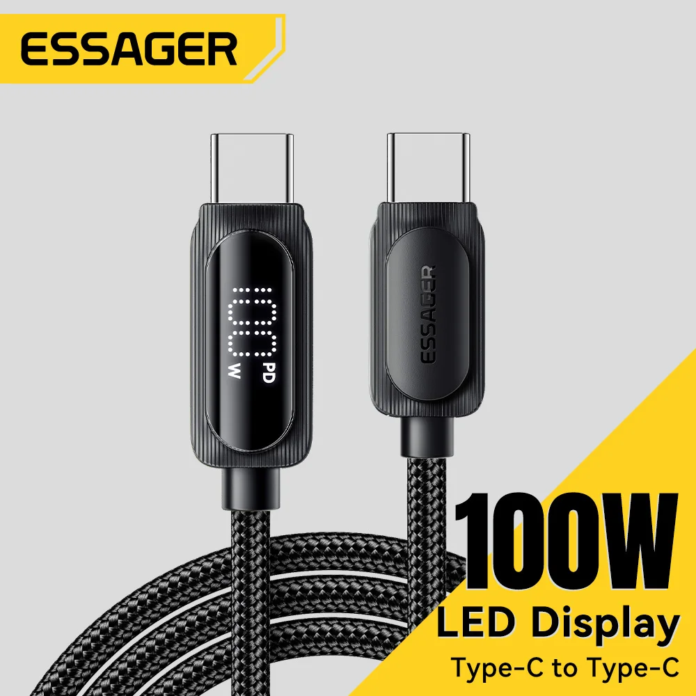 Essager PD 60 Вт 100 Вт Кабель для быстрой зарядки USB C к цифровому дисплею Type-C для iPhone16 15 Huawei Xiaomi Samsung Зарядка ноутбука