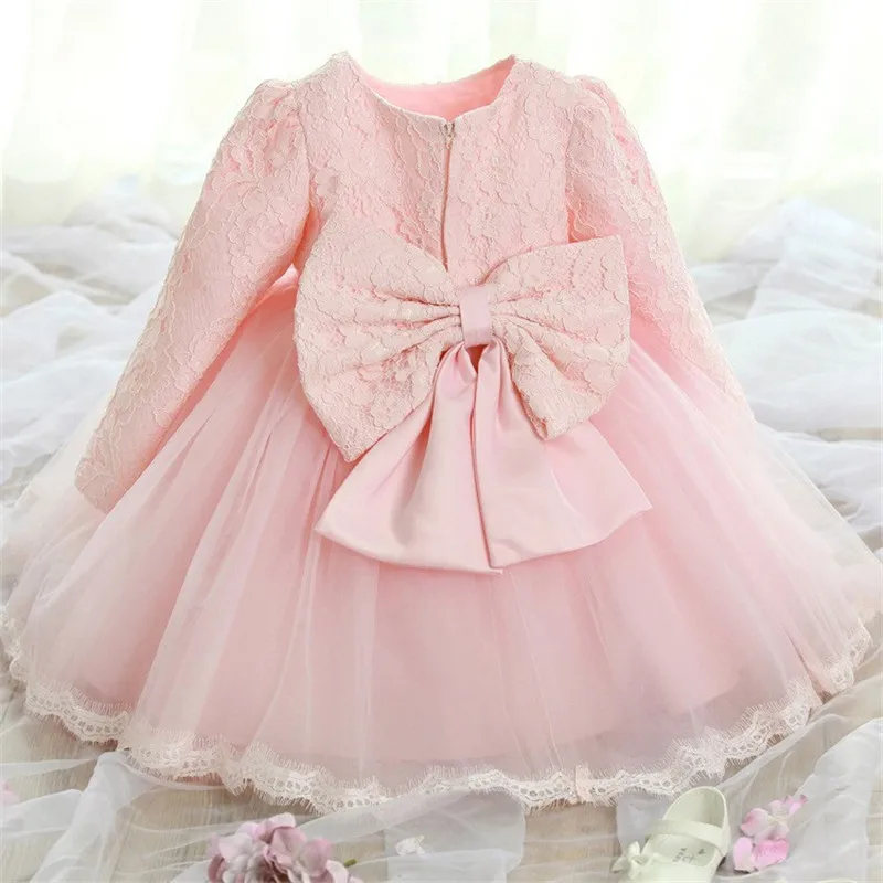 Pink Dress for Baby Christening Gown First Birthday Party Girl Baby Clothing Ball Gown Toddler Infant Vestido Infantil 12 24M