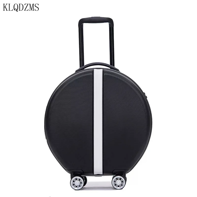 KLQDZMS Fashion Suitcase Female INS Net Red Luggage Round Trolley Case Universal Wheel 18 Inch Boarding Case Cosmetic Case
