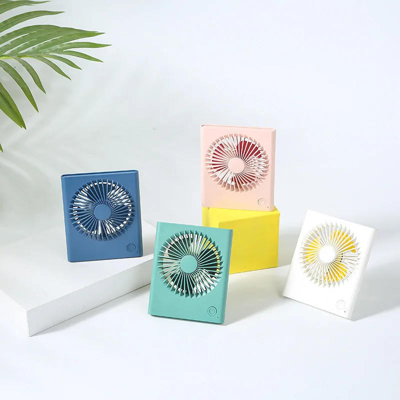 

Portable Mini Fold Fan Summer Notebook Pocket Mute Electric Fan Desktop Bracket Fold Fan USB Charging Student Gift