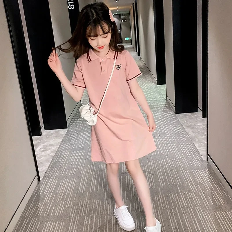

New baby girls short sleeved T-shirt dress summer clothes children's loose T-shirt middle long tops baby girls dress P4 527