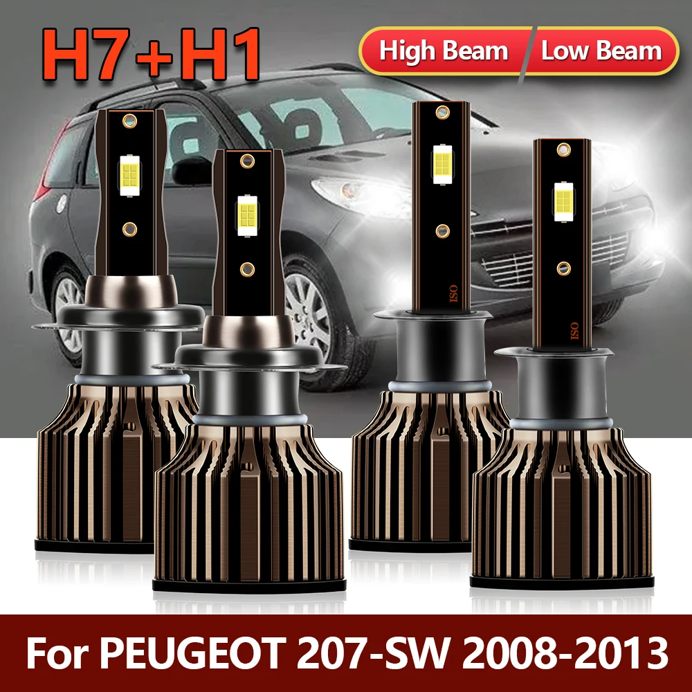 

4 светодиодный т., светодиодные лампы для фар H1, H7, для Peugeot 207, SW, 2008, 2009, 2010, 2011, 2012