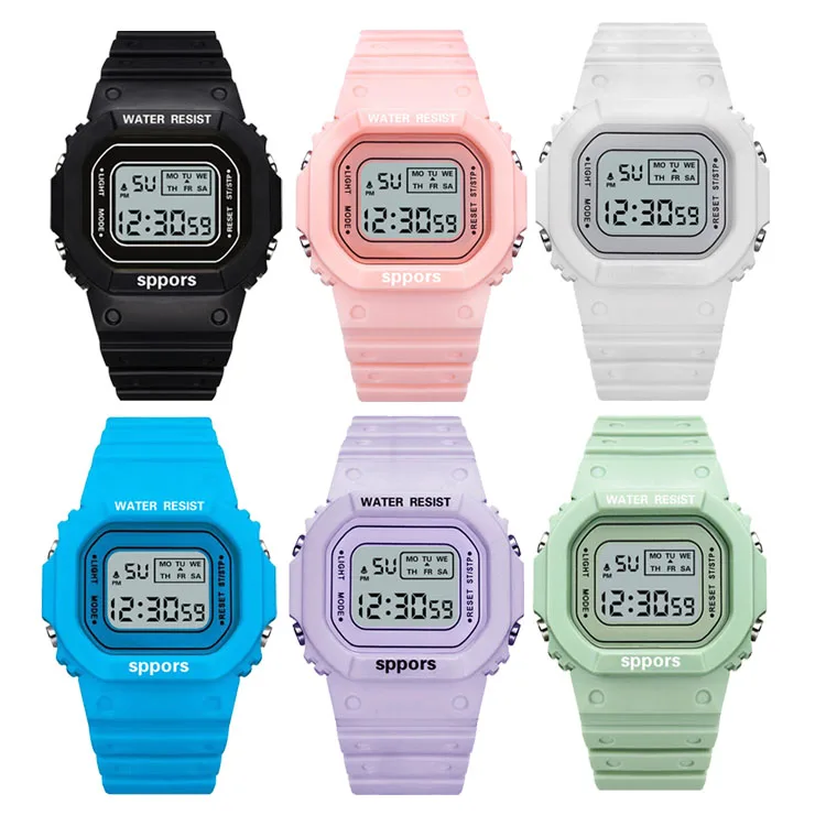 Детские часы, простые цифровые светящиеся электронные часы, прозрачный браслет, наручные часы с ремешком, Детские Водонепроницаемые часы ...