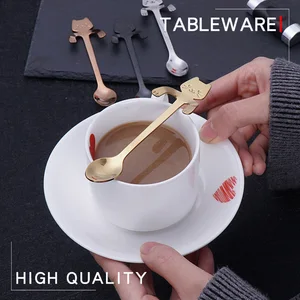 Мини-котенок из нержавеющей стали, ложки для кофе, чая, десертов, напитков, столовая посуда, набор кухонных принадлежностей