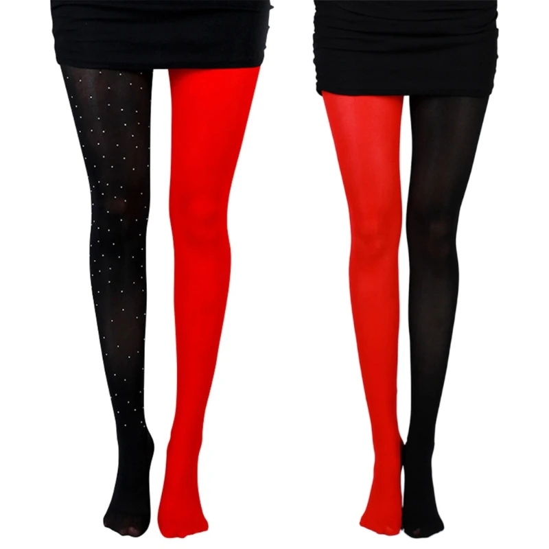 

Asymmetrical Contrast Color Pantyhose High Waist Full Length Tights