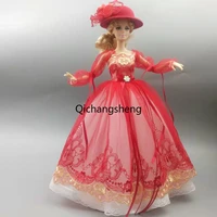 11 5 red bowknot puff sleeve wedding dresses for barbie doll clothes for barbie princess dress 16 accessories outfits gown toy