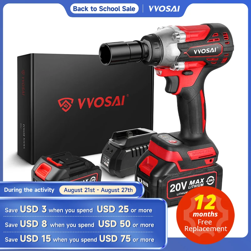 WOSAI MT-Series 340N.m Electric Impact Wrench 20V Brushless Wrench Socket Li-ion Battery Hand Drill Installation Power Tools