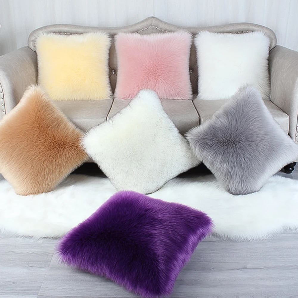 

Белая наволочка из искусственной шерсти для обнимания, двухсторонняя плюшевая наволочка, подушка для дивана, моющаяся наволочка для гостин...