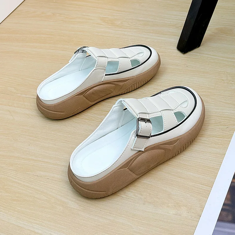 

Women's Baotou Slippers Outdoor Casual Shoes 2023 Summer New Lazy White Shoes Women's Roman Shoes