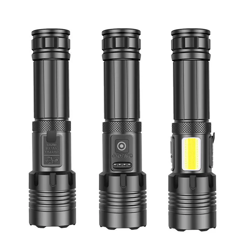 

X70 Cob Red White Light Power Torch Zoom P70 Flashlight USB Rechargeable Flashlight