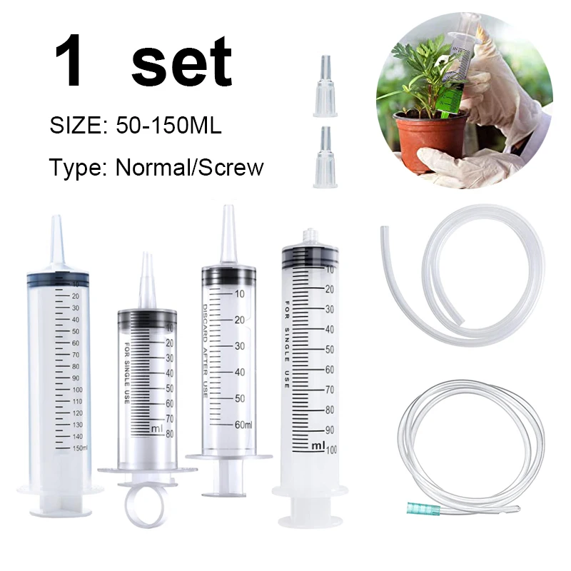 

Large Capacity 50/60/80/100/150ML Plastic Syringe Reusable Washable Pump Syringe Measuring Suction Injector for Oil Fluid Water