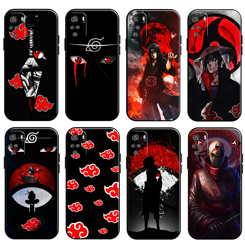 

Naruto Akatsuki Uchiha Itachi Phone Case For Xiaomi Redmi Note 10 10S 10T Pro 5G Liquid Silicon Coque Black Silicone Cover