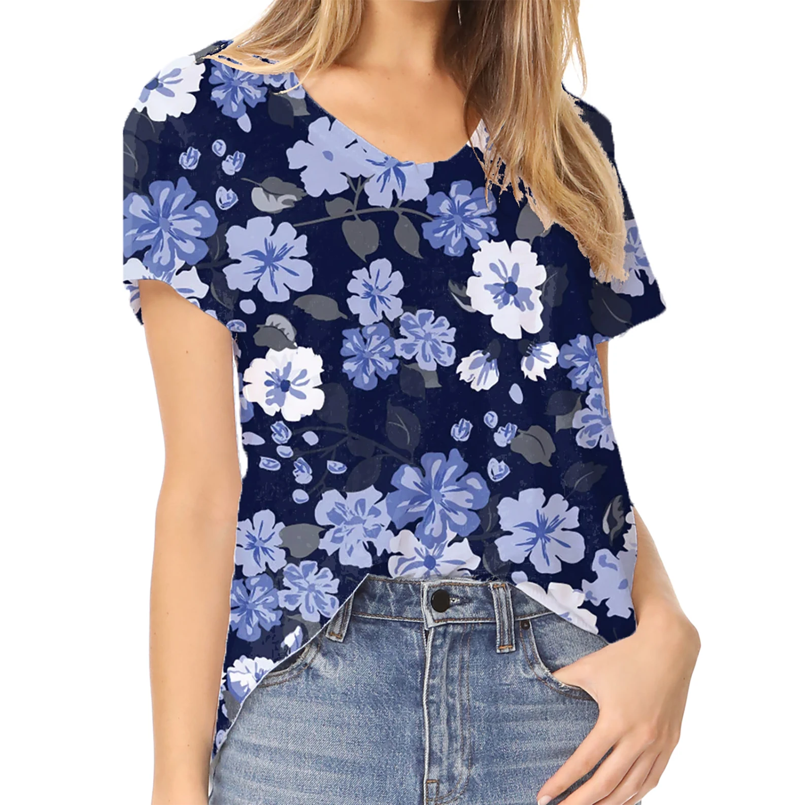 

Fashion Women's T-shirt with Floral Graphic 3D Printed Short Sleeve Summer T-shirt oversized Polyester Fiber Clothing