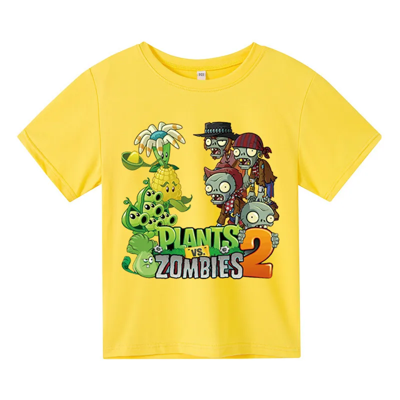 

The Plants vs Zombies- Print T-shirt For Boys and Girls，2022 Latest Short-Sleeved Round Neck Children's Clothes，Casual Wear