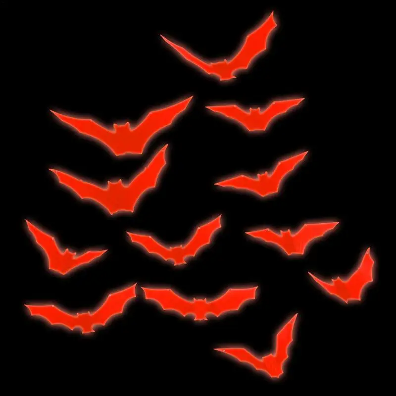 

Halloween Bats Glow In Dark 3D Decoration DIY Stickers Halloween 12pcs Home Decor Wall Decal Bathroom Indoor Hallowmas Party