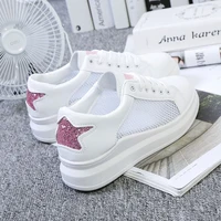 ladies casual summer sneakers 2022 ladies spring flat shoes fashion breathable lace up white sports vulcanized shoes