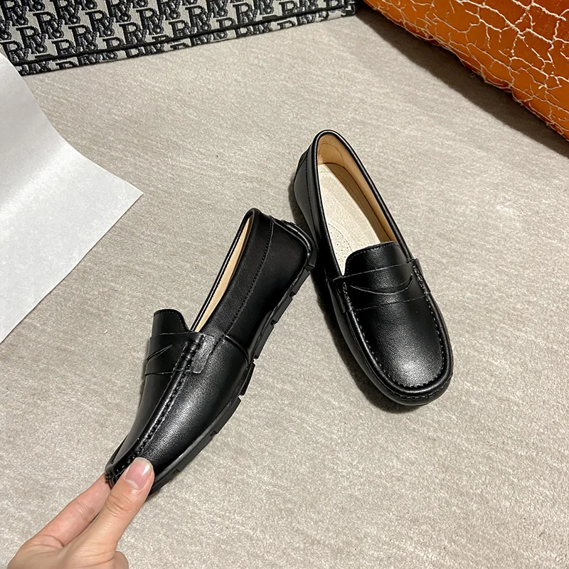 Ranbetty Women's Cow Leather Casual Penny Loafers Ladies Moccasins Soft Casual Walking Driving Comfort Slip-On Fashion Boat Shoe