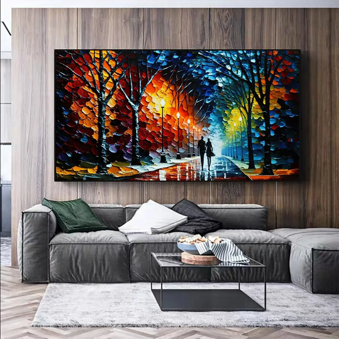 

Абстрактная романтическая пейзаж масляная живопись на холсте Большая настенная живопись красочное дерево живопись на заказ гостиная Настенный декор