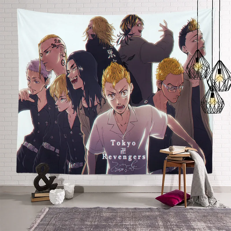

Tokyo Avengers Tapestry Anime Print Freedom Manga Poster Wall Hanging Tapestries Living Room Kids Room Gallery Dorm Decor