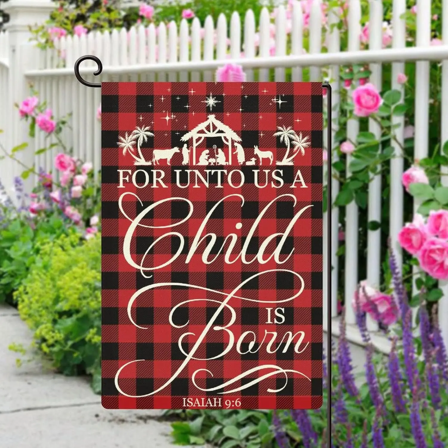 Garden Flag for Unto Us A Child Is Born Isaiah 9:6 Decorative Christmas Nativity Scene Vertical Double Side Decor Yard