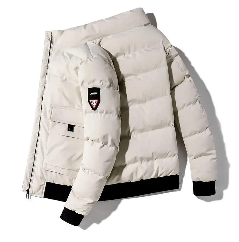 L-8XL Winter Coats Men's Casual Thick Padded Jacket Short Style Stand Collar Overcoats Loose Large Size Clothes for Men