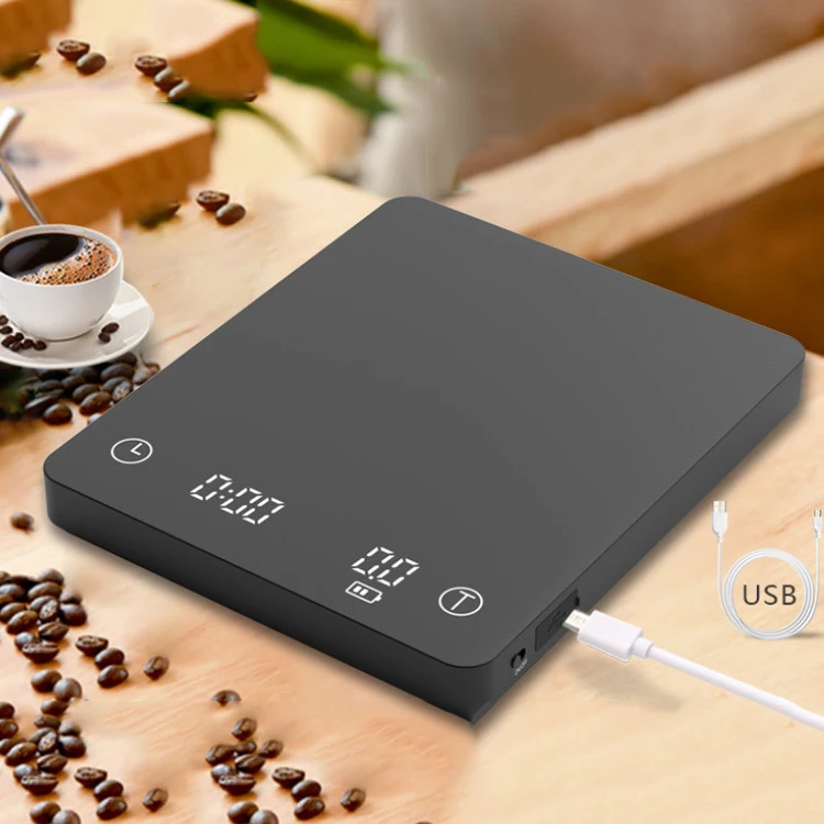 

1PC Coffee Electronic Scales Smart Drip Espresso Scale Basic LED Smart Display Auto Timer USB Charging Home Measuring Tools