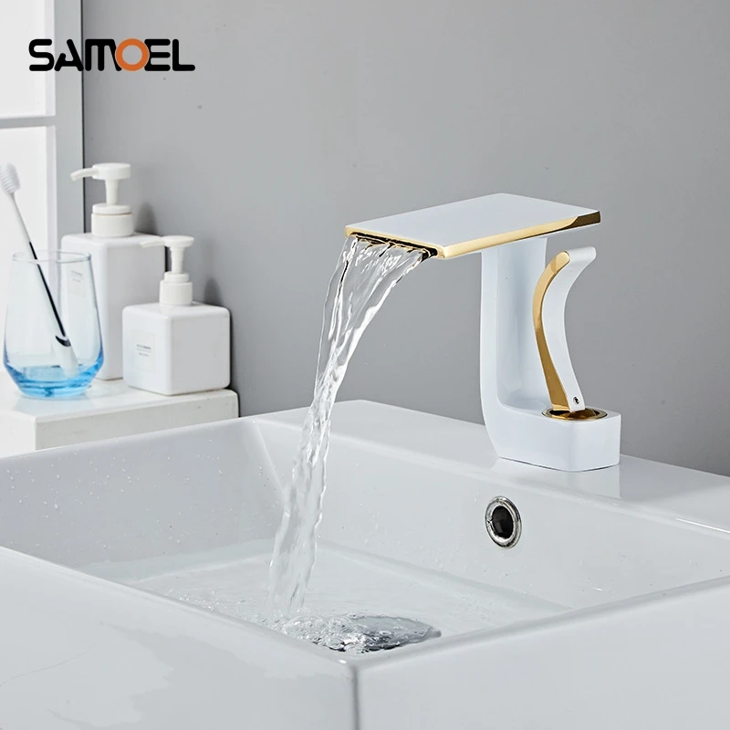 

Смеситель для раковины в ванную комнату, белый кран на раковину с одним отверстием, для горячей и холодной воды, W3065