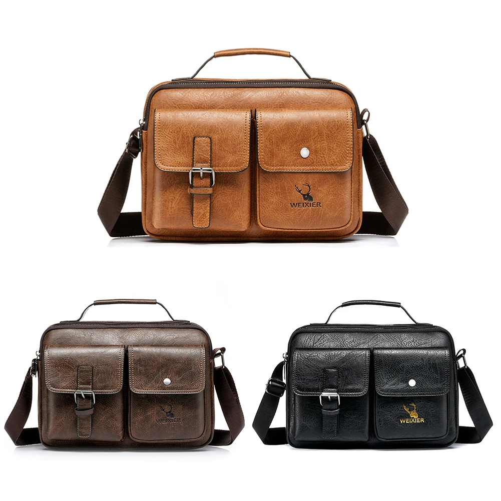 

Винтажная Женская однотонная сумка-мессенджер, мужские маленькие сумки с несколькими карманами